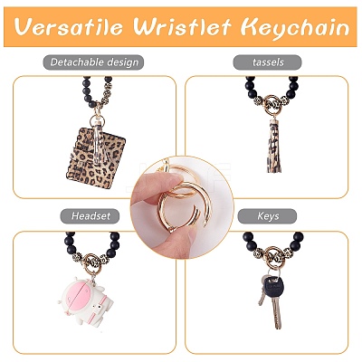 Leather Wristlet Keychain Bracelet Wallet for Women JX633A-1