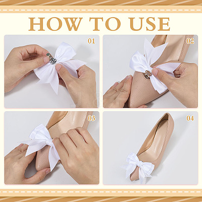 12Pcs Bowknot Polyester Shoe Buckle Clips HJEW-HY00142-1
