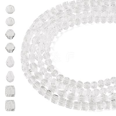 4 Strands 4 Styles Transparent Glass Bead Strands GLAA-TADJ0001-01B-1