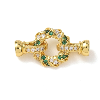 Brass Micro Pave Cubic Zirconia Fold Over Clasps KK-D259-05G-1