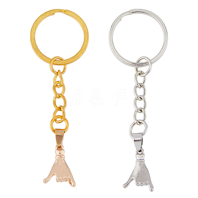 Pull Hook Gesture Alloy Pendant Keychain KEYC-WH0036-36A-1