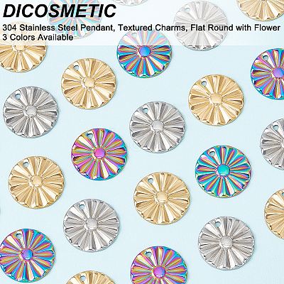 30Pcs 3 Colors 304 Stainless Steel Pendant STAS-DC0012-41-1