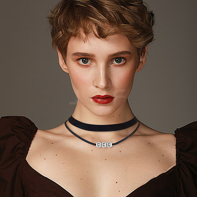 4Pcs 2Styles Alloy Round & Black Velvet Double Layer Choker Necklaces NJEW-WH20002-11A-1