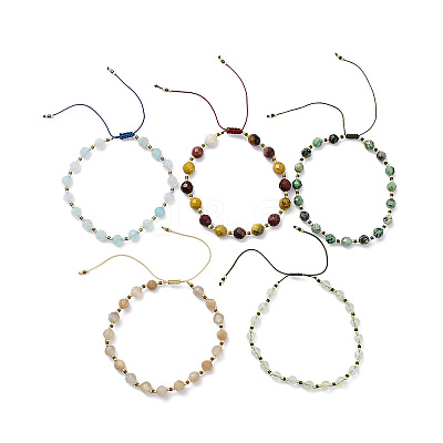 Adjustable Natural & Synthetic Mixed Stone & Miyuki Seed Braided Beaded Bracelet for Women BJEW-O187-15-1