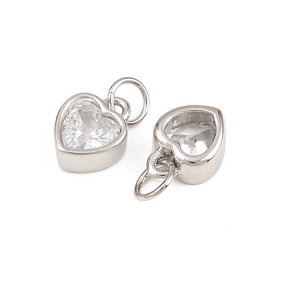 Valentine's Day Brass Micro Pave Clear Cubic Zirconia Charms KK-H292-52A-P-1