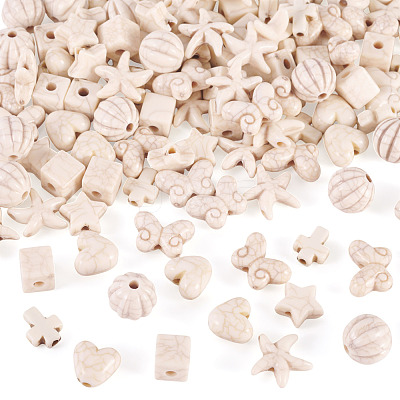 140Pcs 7 Styles Synthetic Howlite Beads G-TA0002-66-1
