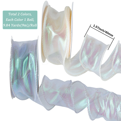 2 Rolls 2 Colors Polyester Organza Ribbon PAAG-CY0001-02-1