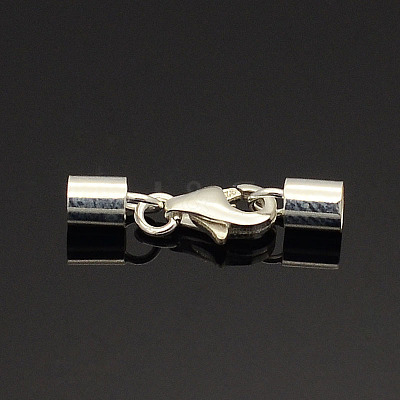Rhodium Plated 925 Sterling Silver Lobster Claw Clasps STER-L018A-06-1