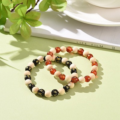 Om Mani Padme Hum Beaded Bracelets BJEW-JB09060-1