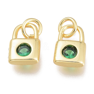 Brass Micro Pave Cubic Zirconia Charms KK-M206-32G-01-1