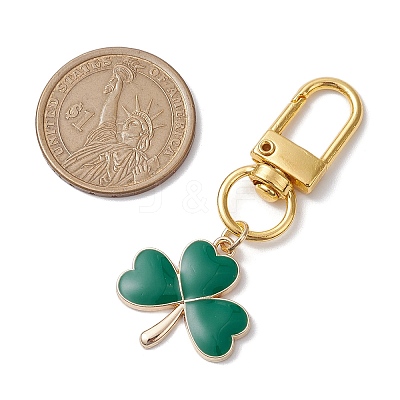 Lucky Clover Alloy Enamel Pendant Decoration HJEW-JM02502-01-1
