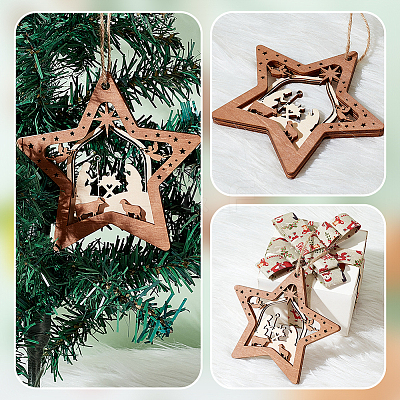 Wood Pendants LS-FIND-WH0162-09-1