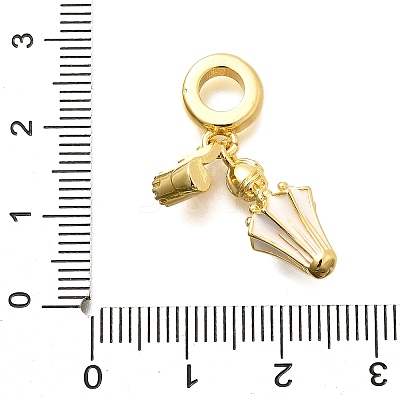 Brass Enamel Badminton European Dangle Charms KK-C087-11G-03-1