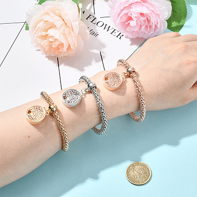 3Pcs 3 Colors Zinc Alloy Charm Bracelets BJEW-SC0001-56-1