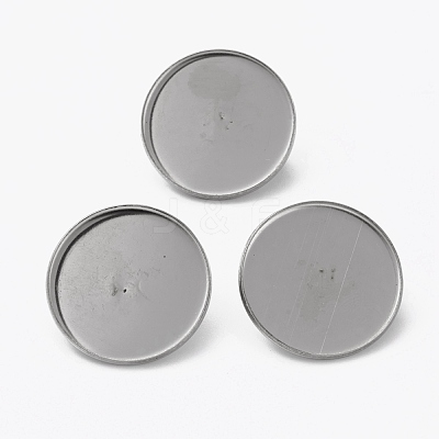 Non-Tarnish 304 Stainless Steel Brooch Cabochon Settings X-STAS-L253-010A-P-1