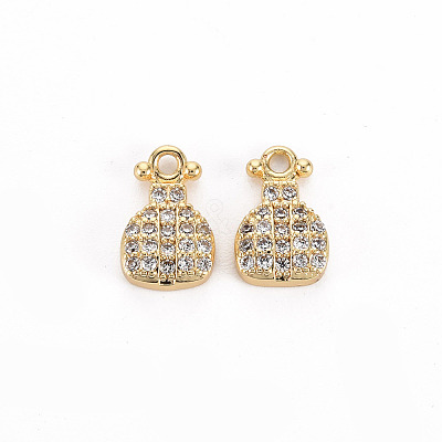 Brass Micro Pave Clear Cubic Zirconia Charms KK-S356-465-NF-1