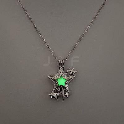 Alloy with Luminous Resin Bead Inside Pendant Necklaces for Women Men FS-WG4D5C2-19-1