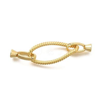 Teardrop Rack Plating Brass Fold Over Clasps KK-S508-22G-1