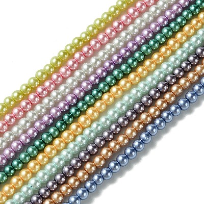 Eco-Friendly Dyed Glass Pearl Round Beads Strands HY-A002-3mm-M-1