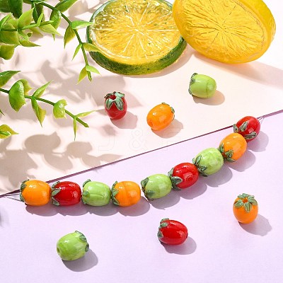 15Pcs 3 Colors Handmade Lampwork Enamel Beads LAMP-CJ0003-15-1