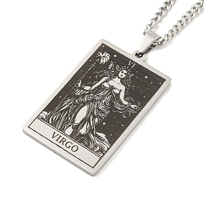 Non-Tarnish 304 Stainless Steel Tarot Pendant Necklaces NJEW-A026-01P-06-1