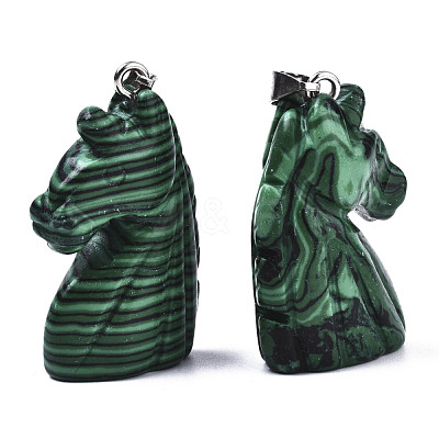 Carved Synthetic Malachite Pendants G-N0327-002H-1