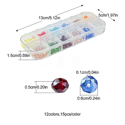 180Pcs 12 Colors Electroplate Glass Beads Strands EGLA-FS0001-40-1