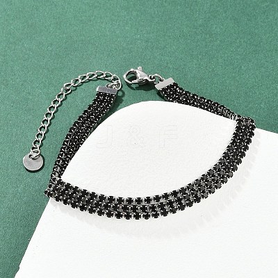 304 Stainless Steel Rhinestone Cup Chain Bracelets for Women BJEW-Z143-23P-02-1