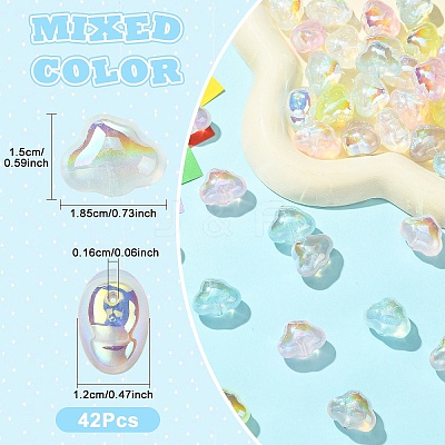 42Pcs 7 Colors Transparent Acrylic Beads MACR-YW0004-68-1
