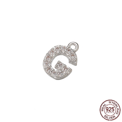 Real Platinum Plated Rhodium Plated 925 Sterling Silver Micro Pave Clear Cubic Zirconia Charms STER-P054-10P-G-1