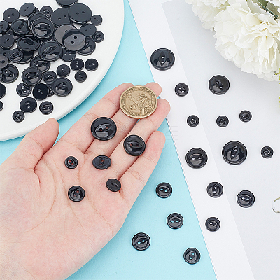 120Pcs 6 Styles 2-Hole Resin Buttons FIND-DR0001-45B-1