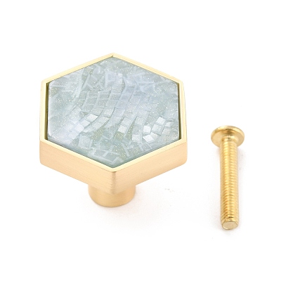 Hexagon with Marble Pattern Brass Box Handles & Knobs DIY-P054-C01-1