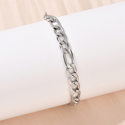 304 Stainless Steel Figaro Chain Bracelets for Women BJEW-G757-15P-1