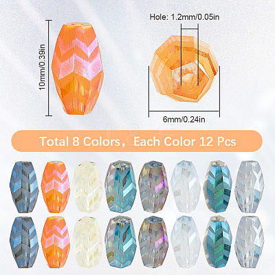 96Pcs 8 Colors Transparent Electroplate Glass Beads EGLA-SC0001-24-1