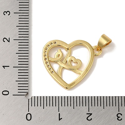 Rack Plating Brass Micro Pave Clear Cubic Zirconia Pendants KK-P267-05B-G-1
