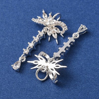 Brass Micro Pave Clear Cubic Zirconia Pendants CU-CBAEC99-17S-1