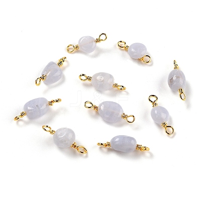 Natural Blue Lace Agate Links Connectors G-K316-02H-G-RS-1