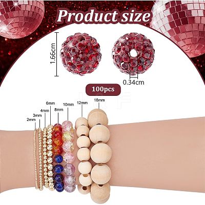 100Pcs Pave Disco Ball Beads FIND-PH0022-11B-1