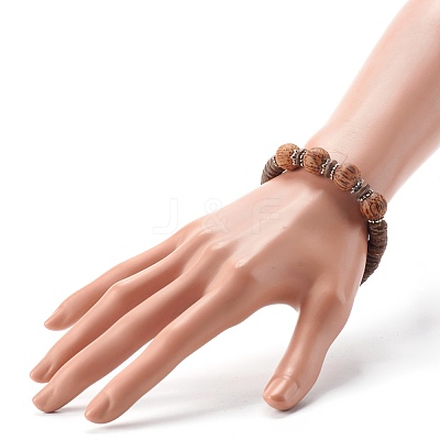 Natural Coconut Wood Beads Stretch Bracelets BJEW-JB06643-1