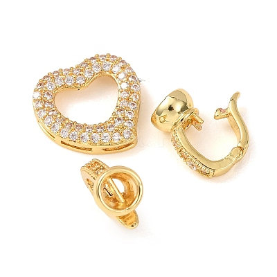 Brass Micro Pave Clear Cubic Zirconia Fold Over Clasps KK-D259-02B-G-1