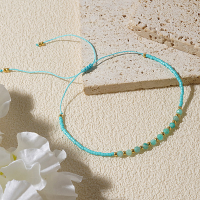 Natural Amazonite Beads Braided Bead Bracelets KZ2587-3-1