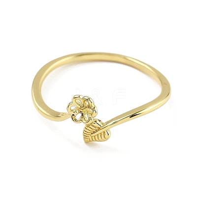 Leaf & Flower Brass Adjustable Ring Settings KK-G527-01C-G-1