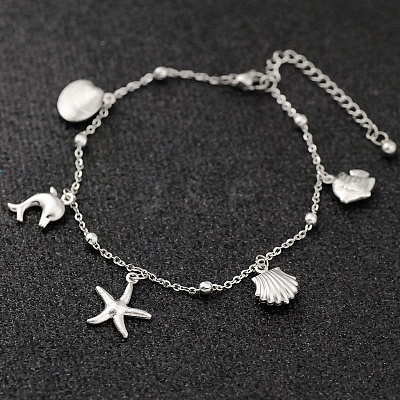 Bohemia Style Ocean Theme 304 Stainless Steel Anklets WG73A42-11-1