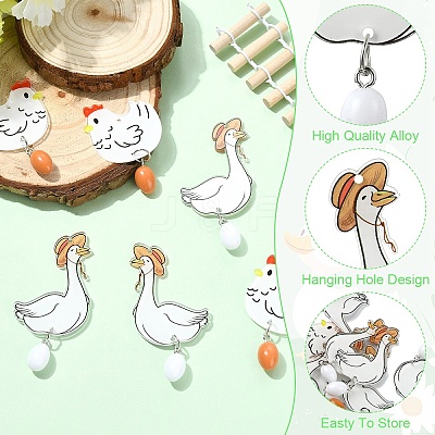 6Pairs 2 Styles Printed Acrylic Pendants OACR-YW0004-57-1-1