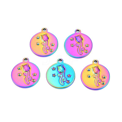 Rack Plating Rainbow Color 201 Stainless Steel Rhinestone Settings STAS-T063-182M-1