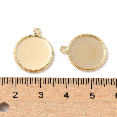 Flat Round Brass Pendant Cabochon Settings KK-K414-14F-G-1