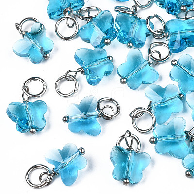 Faceted Transparent Glass Charms GLAA-T024-06E-1