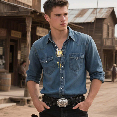 Cowboy Western Alloy Horseshoes & Letter Pendant Bolo Tie Necklaces NJEW-WH20014-02D-1