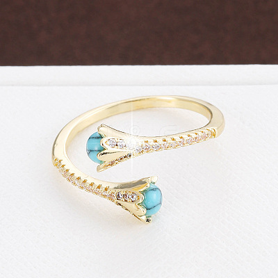Brass Micro Pave Cubic Zirconia Cuff Open Rings WG05E03-01-1