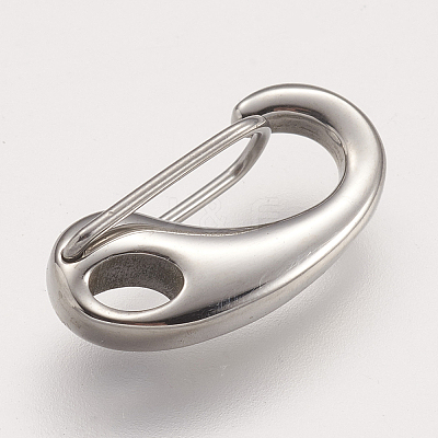 Tarnish Resistant 304 Stainless Steel Push Gate Snap Keychain Clasp Findings LS-STAS-F083-07P-1